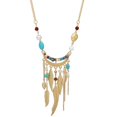thumbnail image 1 of Collier Déclaration Feuille de Métal avec Pompons Collier en Alliage de Zinc Chaîne de Pull Turquoise, 1 of 1