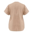 thumbnail image 5 of FRSASU Women Tops Spring Vacation Summer Sweaters Short Sleeve Shirts Fashion Dressy Casual Business V Neck Blouses Khaki, 5 of 6