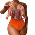 thumbnail image 2 of BSDJILFG Women's Bikini Swimsuits ,One-Piece High Waisted Bikini Spaghetti Strap Tassel Bodysuits for Women Summer Bathing Suits, 2 of 7