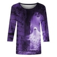 thumbnail image 6 of VKOYWKM Women Tops Halloween 3/4 Sleeve T-Shirts Halloween Graphic Casual Crew Neck Fall Tunic Top, 6 of 6