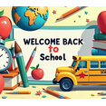 thumbnail image 3 of Welcome Back to School Banner Pencil Apple Basketball Decorations Classroom Poster Party Supplies Learning Event Educational Backdrop, 3 of 3