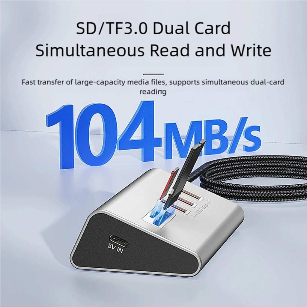 PatungKu Small USB Type C And USB A 3.2 Hubs with Cards Reader Strong Aluminum Alloy Case