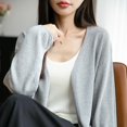 thumbnail image 5 of Ediodpoh Long Cardigan Sweaters for Women V Neck Long Sleeve Knit Cardigan Lightweight Loose Fit Outerwear for Versatile Style Grey XXL, 5 of 8