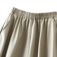 thumbnail image 3 of Tfken Summer Skirts For Women Solid Color Elastic Waist A Line Leather Skirts With Pockets Trendy Daily Wear Female Classic Clothes Beige, 3 of 5