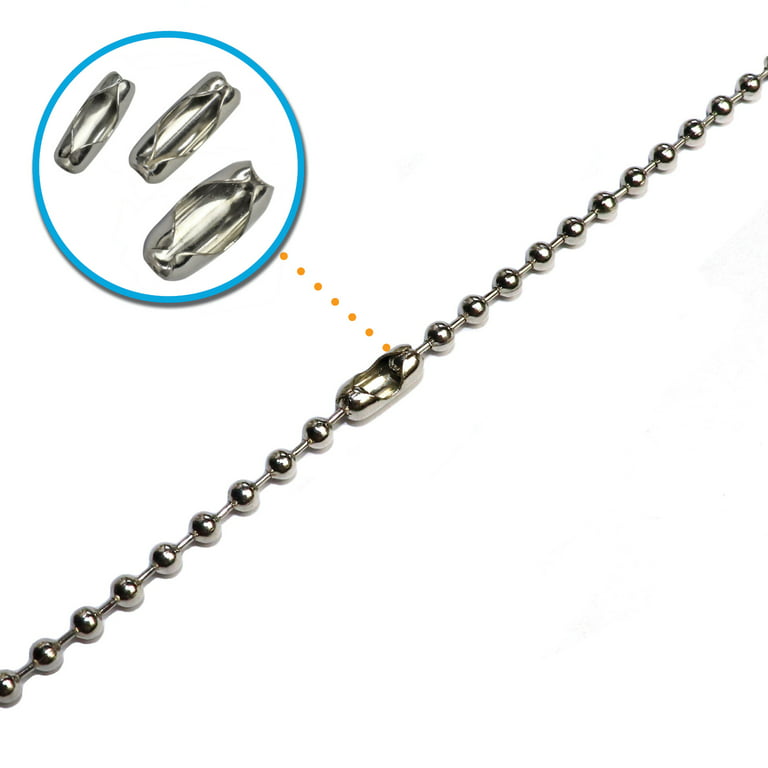 Beaded Ball Chain Links, Connector Style, 6 Long, #3 Ball, Metal Ball Chain  Fastener, Clip Strip®
