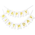 thumbnail image 1 of Banner de feliz cumpleaños blanco y dorado, letreros brillantes, artículos para fiestas de cumpleaños, decoración para habitación infantil, decoración colgante, 13 piezas, 1 of 5