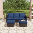 thumbnail image 2 of Meetleisure 3 Pieces Outdoor Patio Wicker Conversation Set with Cushions, Navy, 2 of 9