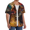thumbnail image 3 of Lafuoo Colorful Bull Western Man Pattern Men's Cuban Collar Short Sleeve Shirt, Button-Down Resort Beach Pocket Shirt-XX-Large, 3 of 6
