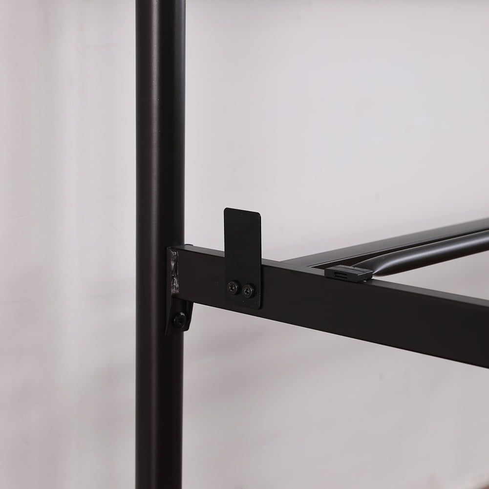 Kepooman Single-layer Black Metal Double Bed Cross Design with Bed Foot Full black, 63.80"L x 20.87"W x 5.51"H, Queen Kepooman Single-layer Black Metal Double Bed Cross Design with Bed Foot Full black, 63.80"L x 20.87"W x 5.51"H, Queen