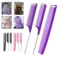 thumbnail image 2 of 3pcs Rat Tail Comb Set Barber Styling Parting Braids Metal Pintail Comb Fine Teeth Hair Brush Dyeing Hairdressing Tool, 2 of 11