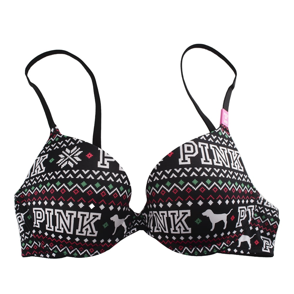VS pink super push up bra size 36c new navy floral 