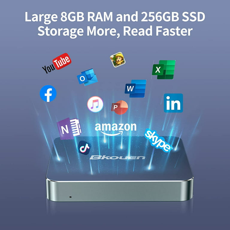 BQVV Mini PC Windows 11 Intel Celeron N5105, Small Desktop Computers with  8GB DDR4 RAM/256GB SSD, Support Ubuntu/TF Card, Dual HDMI, WiFi 5,  Bluetooth