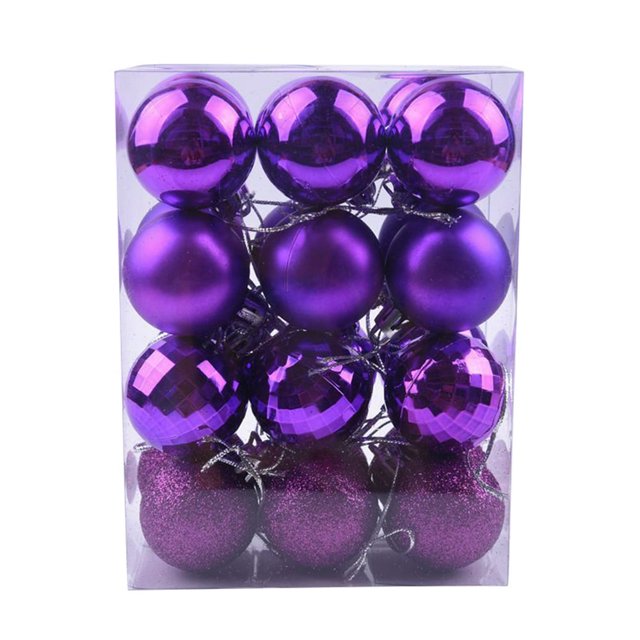 PENGXIANG 24 Pcs/Set 4cm Christmas Tree Ornament Increase Atmosphere Decorative Scene Layout Lightweight with Rope Christmas Tree Decoration Shiny Reflective Classic Balls for Christmas