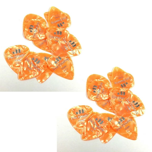 Dunlop Guitar Picks  24 Pack  Celluloid  Orange Pearloid  Thin .50mm