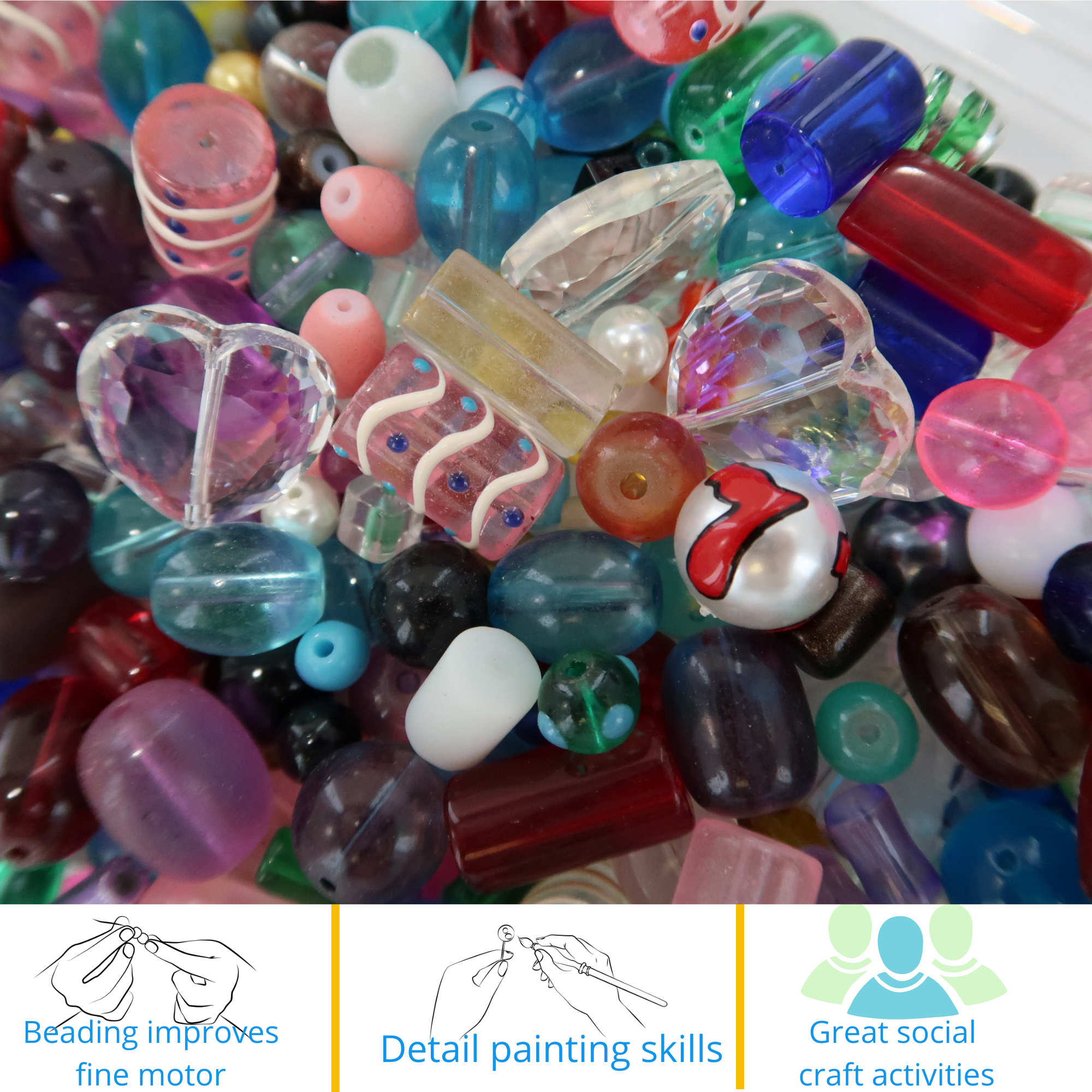Glass Beads For Bracelet Making, Bulk Beads Assortment, DIY Jewelry Supplies, Gift For Beader, Basket Stuffers, 2 lb