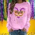 thumbnail image 3 of Craaazy Mardi Gras Clothing for Women Round Neck Long Sleeve Carnival Shirts Gifts, 3 of 6