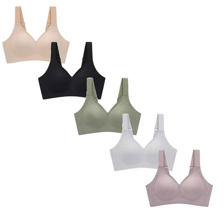 LUOGENLI Women Bralette Top Women s Comfortable Adjustable Steel Ring V Neck T Shirt Bra 3Pcs Women s Bras No Underwire Front Closure Women Bralette M