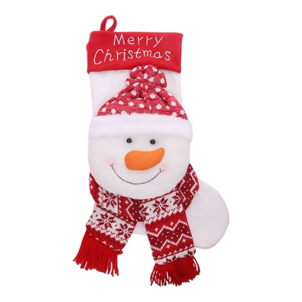 Bearachild Colgador de medias tejidas para Navidad, calcetines, aperitivos, dibujos animados, Papá Noel, muñeco de nieve, colgante, bolsa de regalo, Kits de decoración para fiestas Muñeco de nieve Bearachild HA069959-02