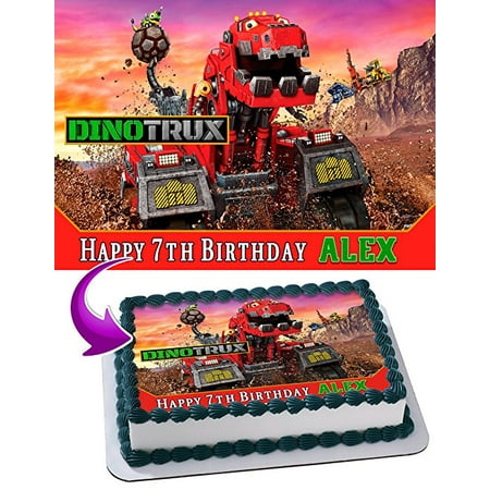 Edible Sugar Flowers - Dinotrux Edible Image Cake Topper Personalized Icing Sugar Paper A4 Sheet Edible Frosting Photo Cake 1/4 Edible Image for cake