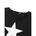 thumbnail image 4 of hirigin Women Trendy T-Shirt, Vintage Star Print V Neck Long Sleeve Relax Fit Casual Tops for Females, Black/Gray/White/Green, 4 of 9