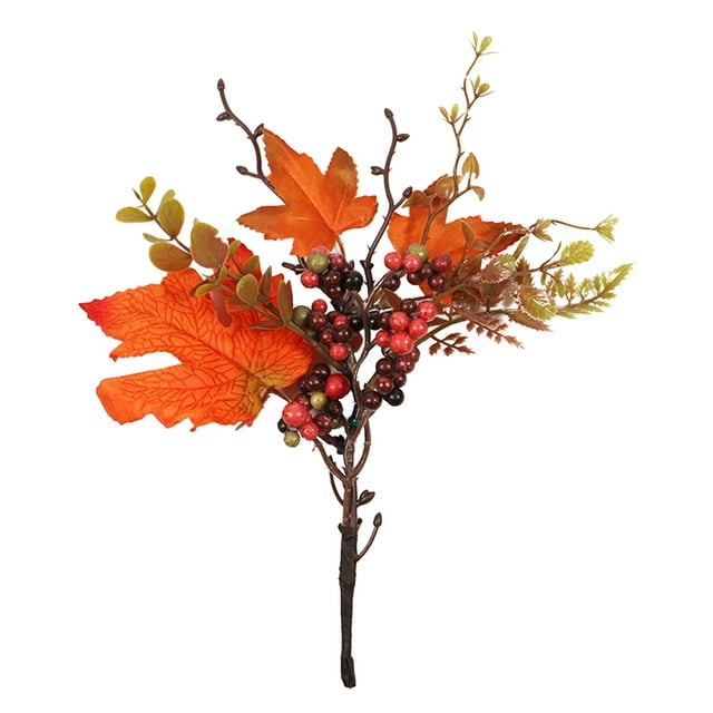 Décorations de l'Action de Grâce Automne Boutures de l'Action de Grâce Simulation Citrouille Feuilles d'Érable Décorations de Table Maison Eucalyptus Accessoires Feuille d'Érable