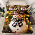 thumbnail image 2 of Manfei Merry Xmas Twin Sheet Sets,Cute Bow Snowman Twin Fitted Sheet,Rustic Christmas Flower Red Barry Flat Sheet For Teens,Super Cozy Room Decor,3-Piece, 2 of 7