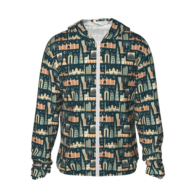 Balery UAE Travel1 1 Sudadera ligera de manga larga con capucha y protección solar UPF 50+ para hombre y mujer, ideal para pesca y running-Small