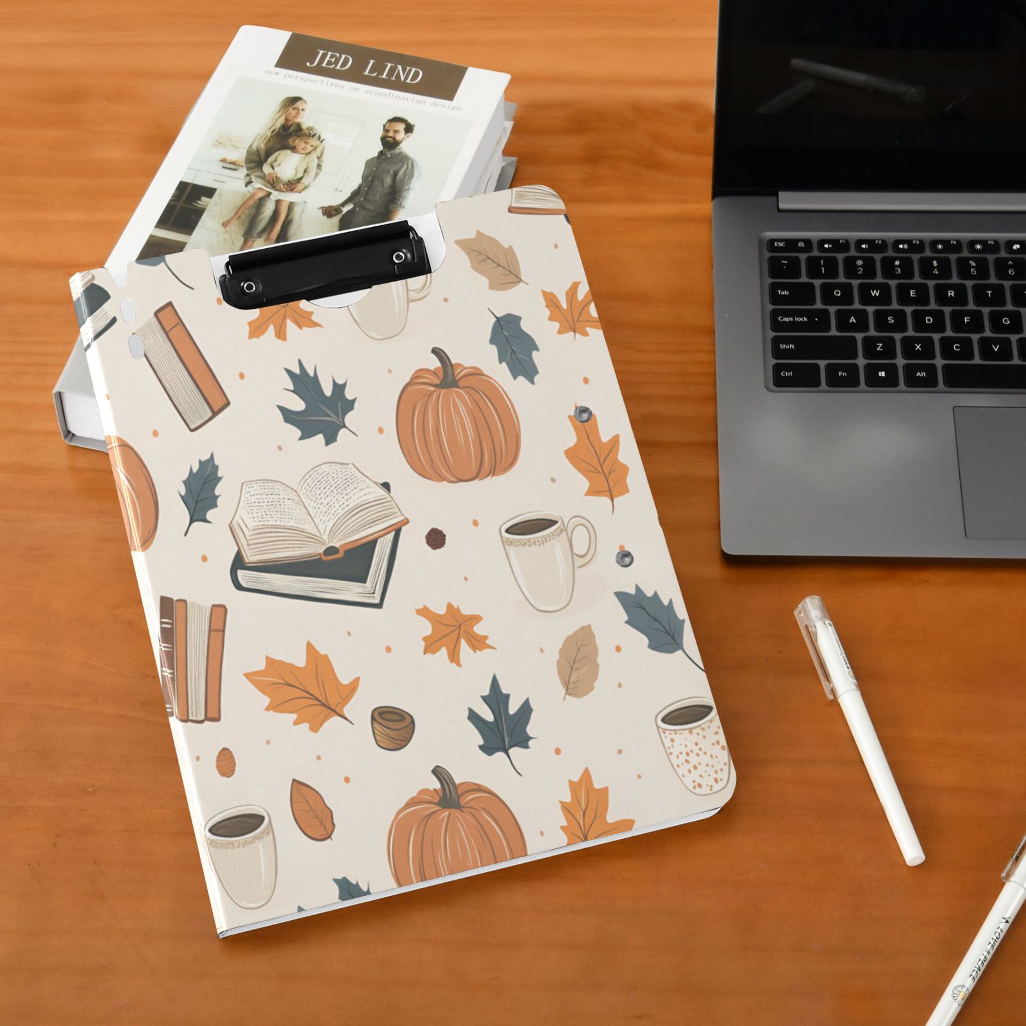 FORMRS A4 Clipboard Folder with Pen Holder Horizontal Foldable School Office Binder, Fall Books