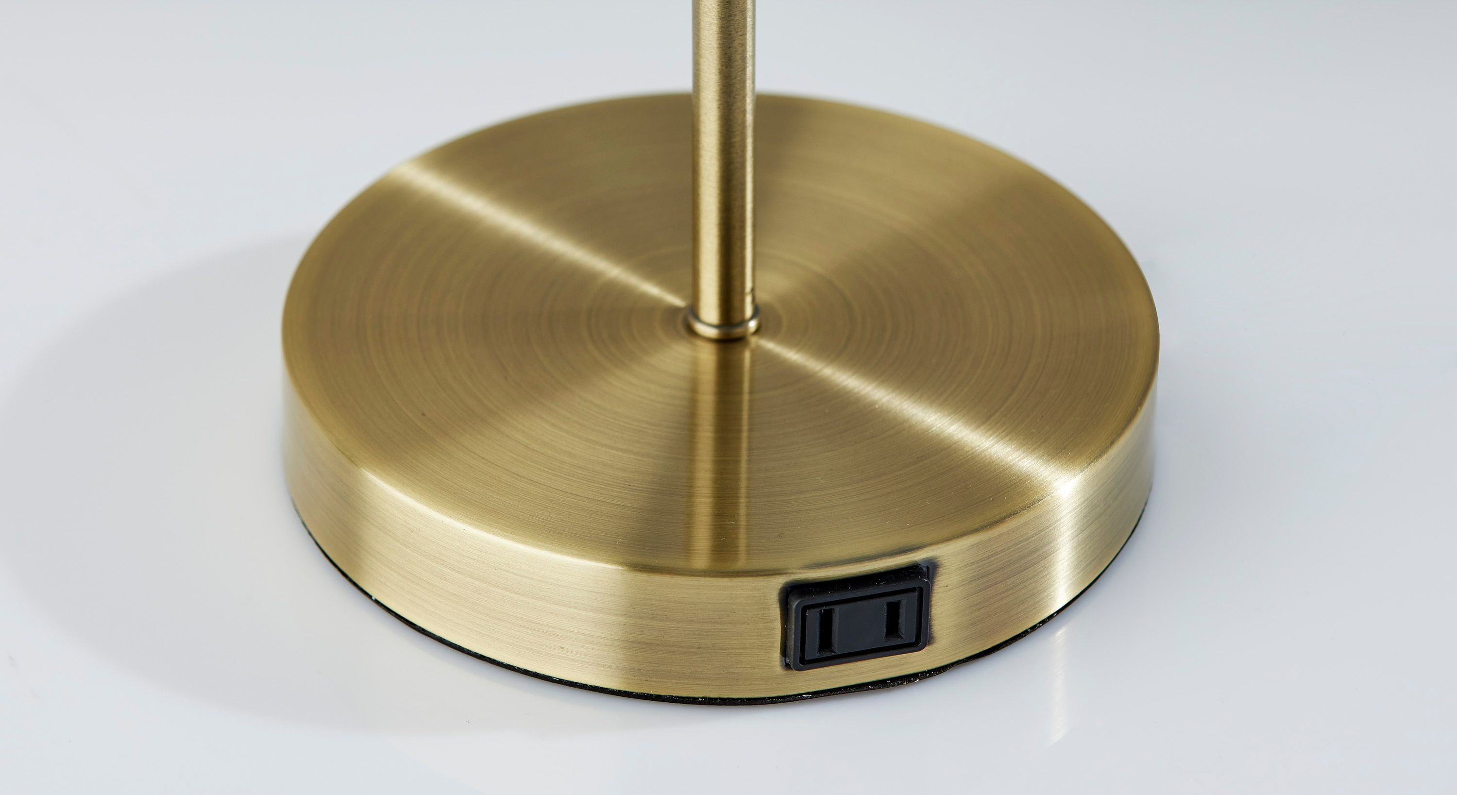 Adesso Bowie Table Lamp, Antique Brass & Light Blue, Electronic, Painted Blue Metal Shade