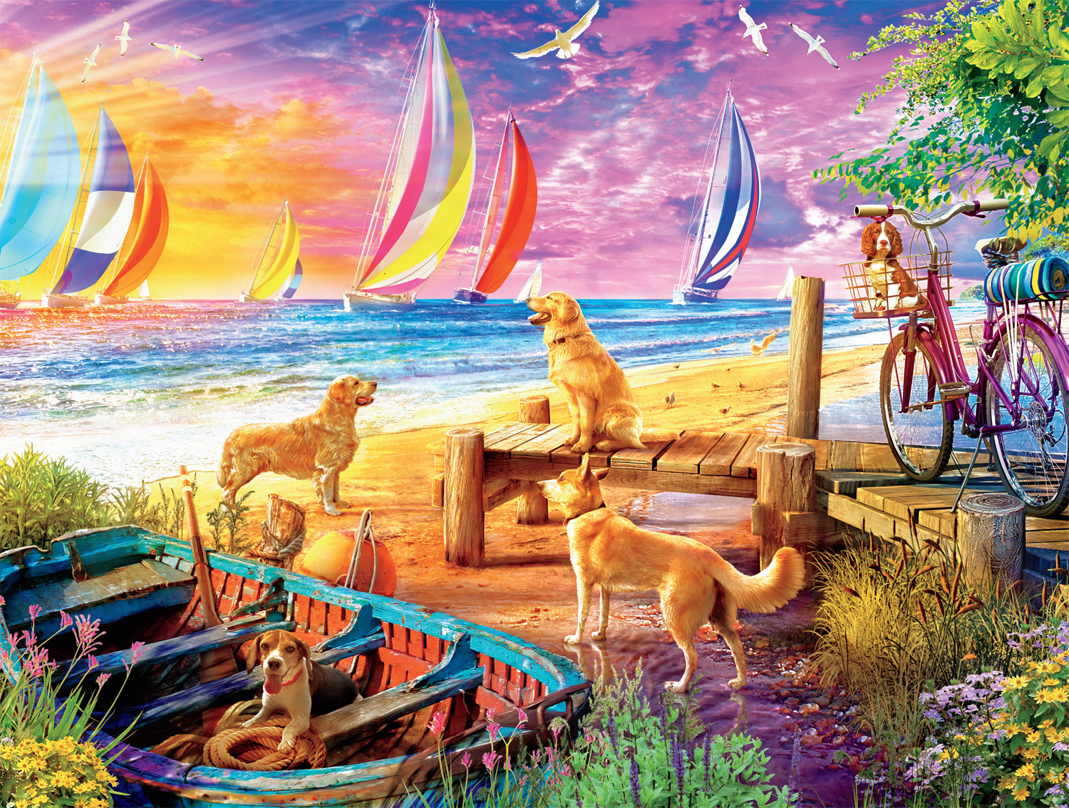 Buffalo Games 750-Piece Dog Day At The Pier Interlocking Jigsaw Puzzle