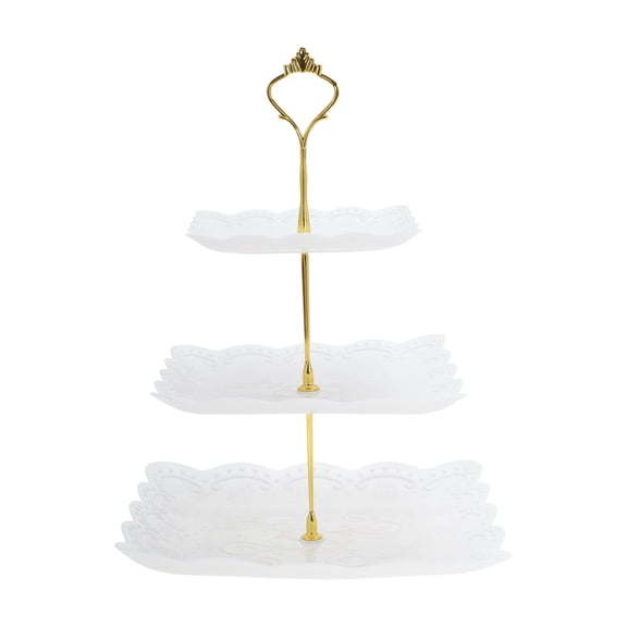 Unique Bargains 3 Tier Dessert Cupcake Stand Holder Square Cup Cake Holder Tower