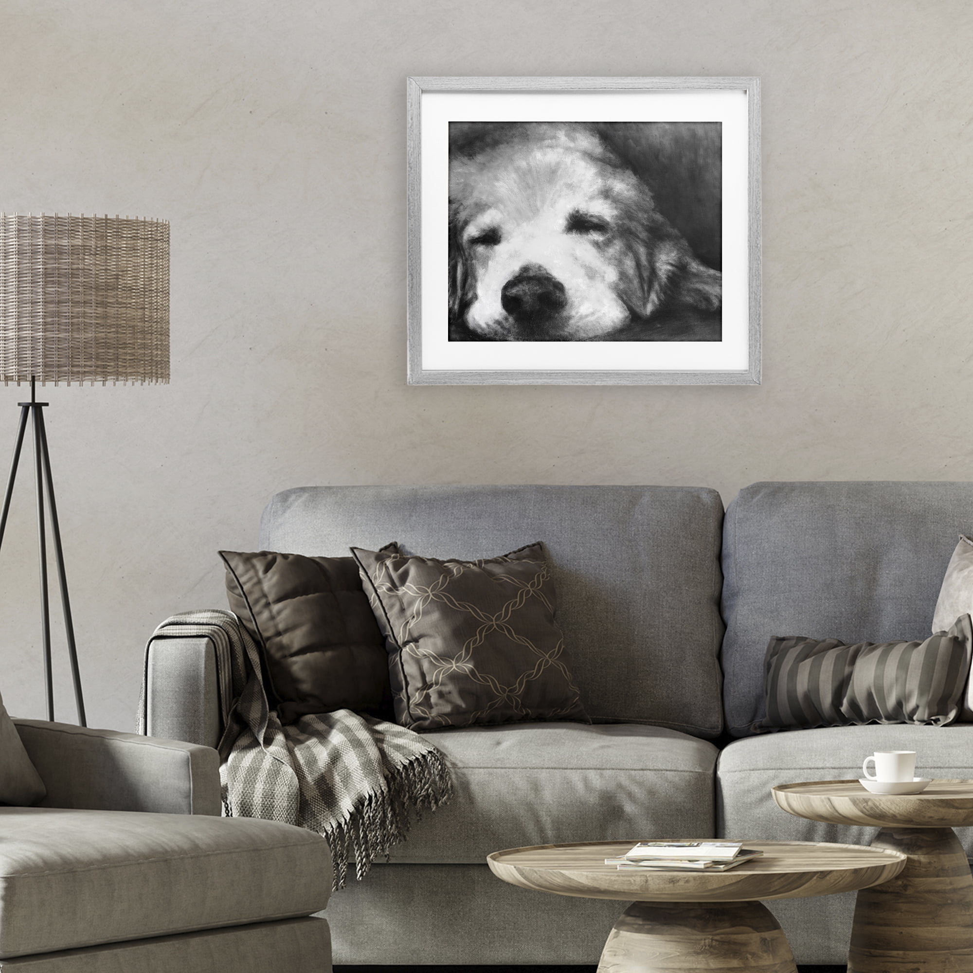 Stupell Industries Monochrome Dog Day Afternoon Gray Framed Print Under Glass, design by Walt Johnson
