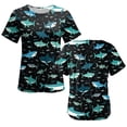 thumbnail image 7 of OIOLOYJM Women's Post Shoulder Surgery Shirts Cute Print Tear Away Recovery Breathable Full Open Snap T-Shirt with Pocket Short Sleeve Adaptive Chemo Port Lounge Blouses Navy S, 7 of 7
