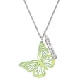 thumbnail image 2 of Delight Jewelry Acrylic Cut Out Butterfly Mirror Lime Green Silvertone Hope Anchors the Soul Bar Charm Necklace, 23", 2 of 4