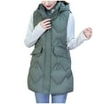 thumbnail image 3 of Leesechin Women's Long Puffer Vest Cotton Sleeveless Puffy Jacket with Removable Hood, 3 of 4
