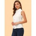 thumbnail image 5 of DARING DIVA Women's Casual Sleeveless Peter Pan Collar Chambray Shirt XL White, 5 of 6