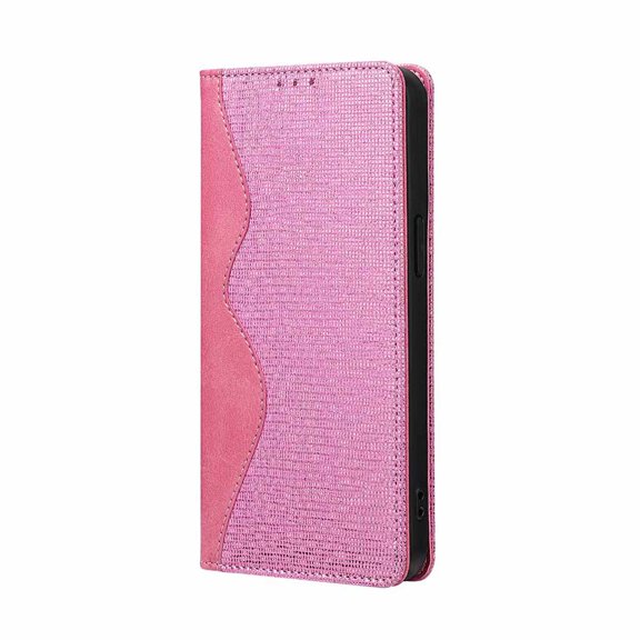 Compatible with Samsung Galaxy S24 Ultra Phone Case,Wave Curves and Sequins Meticulously Sewn PU Leather Flip Folding Kickstand Wallet Shockproof Rugged Phone Case With Card Slots,Pink