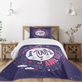 thumbnail image 3 of Ambesonne I Love You Quilted Bedspread Set 2 Pcs, Harvest Sky Clouds, Twin Size, Purple White Pink, 3 of 6