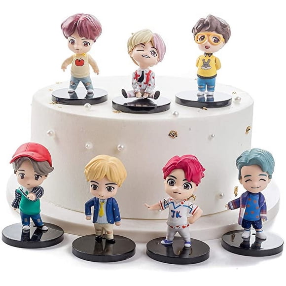 7pcs BTS Cake Toppers Character Set Of Action Figures Toys,BTS Mini Figurines Dolls Birthday Party Supplies Car Desktop BTS Birthday Decorations,A3