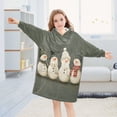 thumbnail image 5 of FORMRS Wearable Blanket Hoodie with Sleeves for Kids Cozy Flannel Sweatshirt, Gray Snowmen, 5 of 7