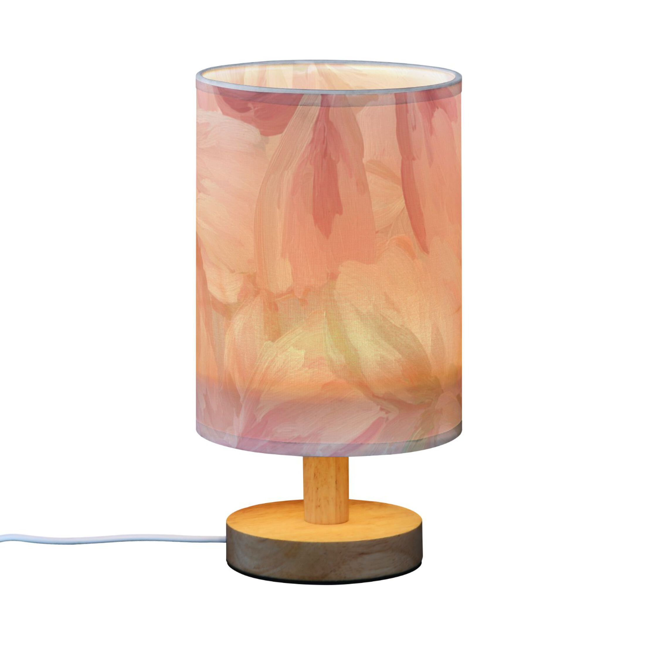 Oil Painting Pink Bows Table Lamp with USB Port LED Warm Light Lamp Night Light Home Decor