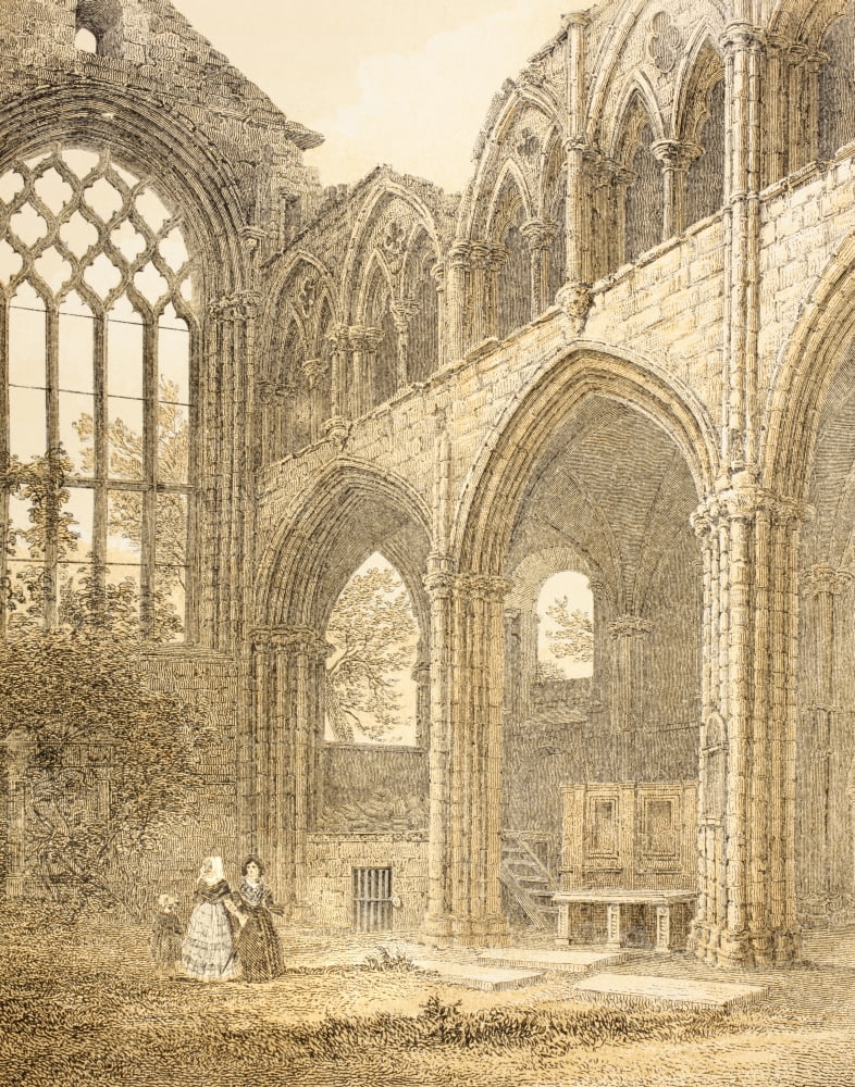Ruins Of Holyrood Abbey Edinburgh Scotland From A 19Th Century Engraving Entrance To The Royal Vault From The Scots Worthies According To Howies Second Edition 1781 Published 1879 Canvas Art - Ken Wel