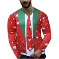 thumbnail image 1 of Camisetas divertidas con estampado divertido para hombre para Navidad, camiseta de manga larga con cuello redondo estampada, blusa Pompotops  oipoqjl2230, 1 of 7