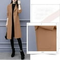 thumbnail image 4 of Pyhlmscde Women's Wool Blend Trench Coat Stand Collar Single Breasted Pea Coat Casual Mid Long Winter Jacket, 4 of 6