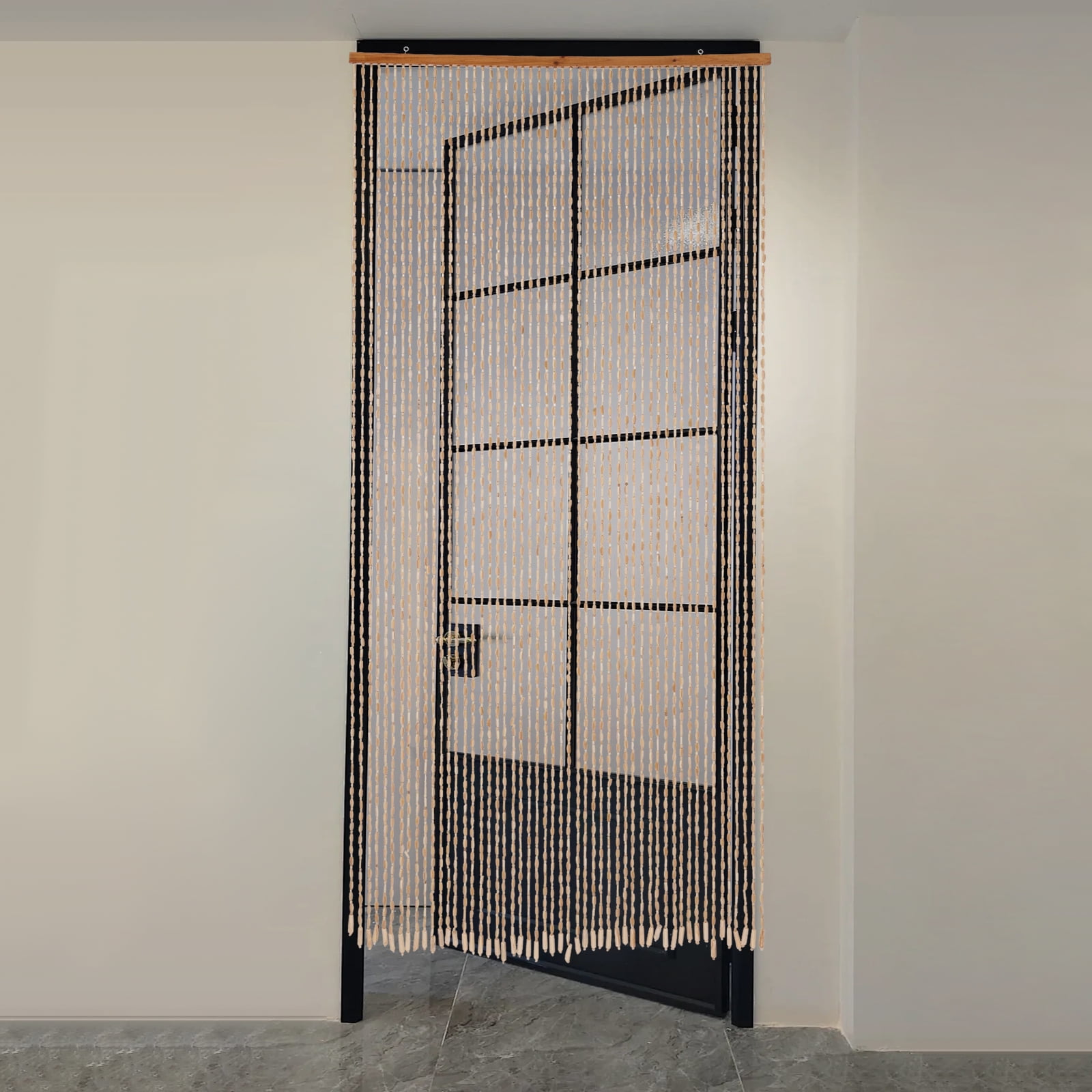 Peakora Retro Style Wooden Bead Curtain 78.74*35.43in Bamboo and Wooden Doorway Beads 27 Strings Room Blind Screen for Porch Bedroom Living Room Bathroom