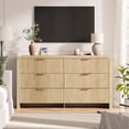 thumbnail image 2 of HoopieHome Modern 55 Inch 6-Drawer Fluted Double Dresser with Arched Tabletop, Wave Design, Gold Handles, Natural Wood, 2 of 7