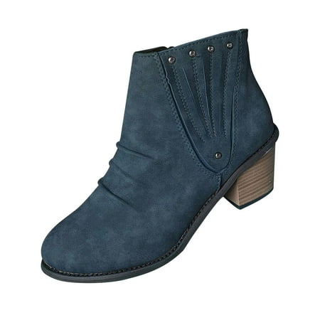 

Tepsmf Womens Boots Winter New Warm Women s Shoes Thick Heel Zipper Ankle Boots