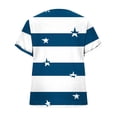 thumbnail image 4 of Favoffer Women Boho Tops Short Sleeve V Neck Stripe Print Dolman Sleeve Loose Casual Blouses Street Travel Gathering Relax, 4 of 6
