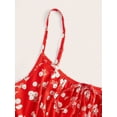 thumbnail image 3 of Red Floral Print Fit & Flare Mini Dress With Spaghetti Straps And Tie Front, 3 of 5