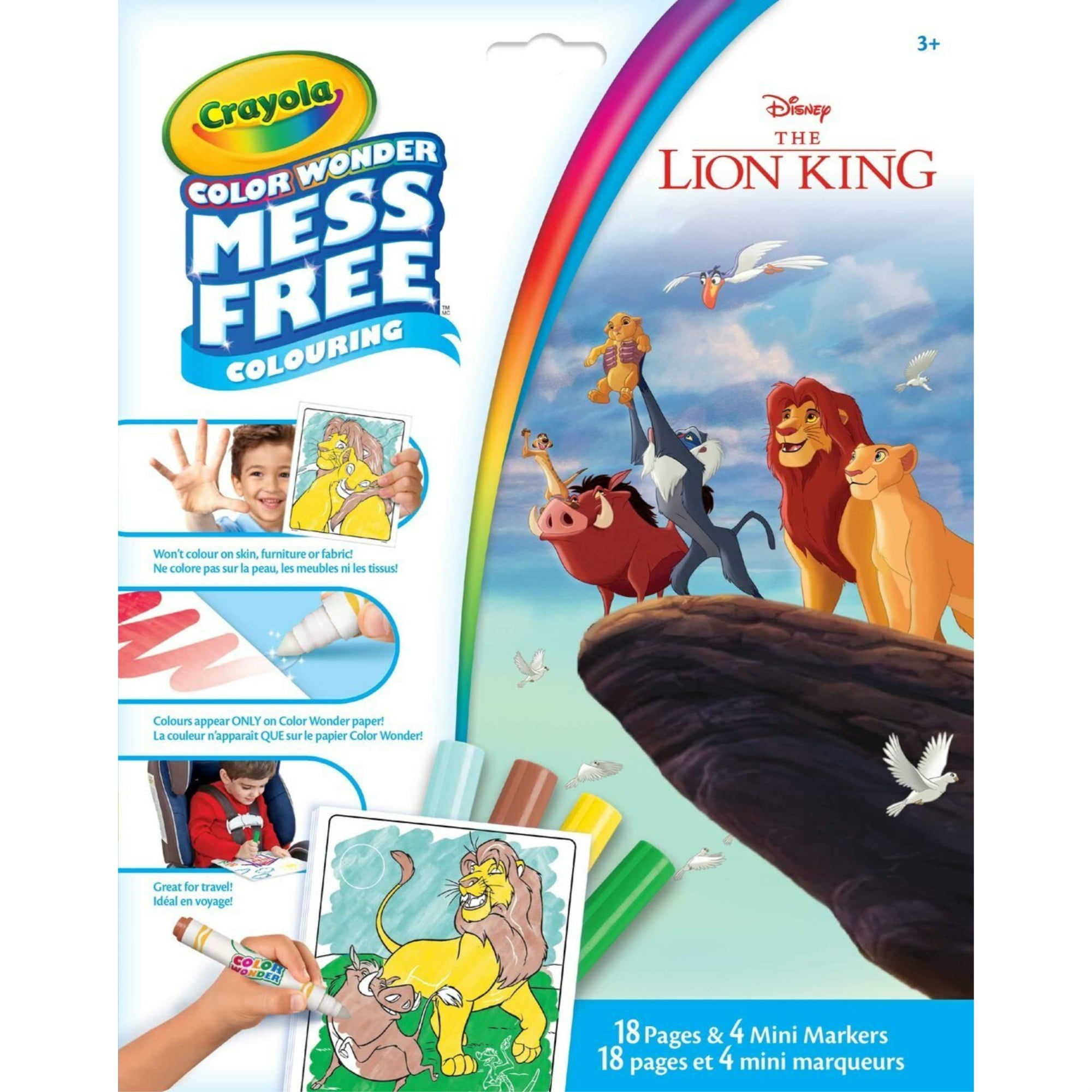 Disney The Lion King Crayola Color Wonder Mess Free Coloring - 18 Pages and 4 Mini Markers